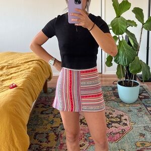 Colorful & unique printed woven mini skirt